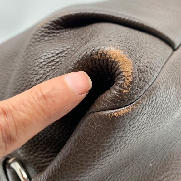 Coach 2-Way Brown Pebbled Leather Duffle Shoulder Bag (F15064) - Picture 11 of 12